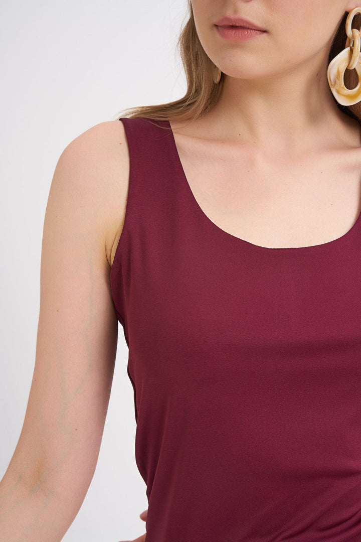 Kalın Askılı Basic Bluz Mürdüm