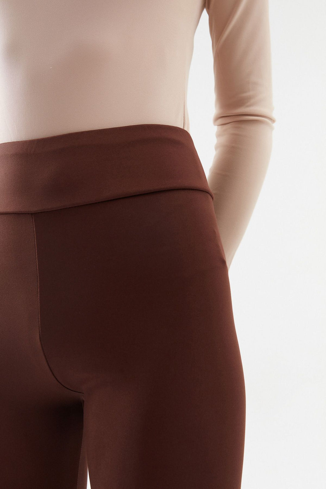 High Waist Basic Leggings Dark Brown
