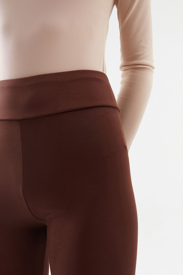 High Waist Basic Leggings Dark Brown