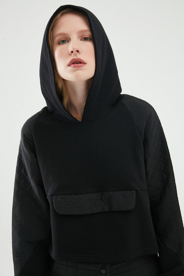 Kapitone Detay Sweatshirt Siyah