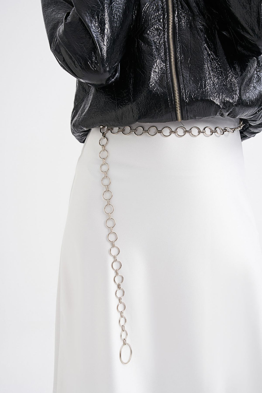 Chain Waist Midi Skirt Ecru