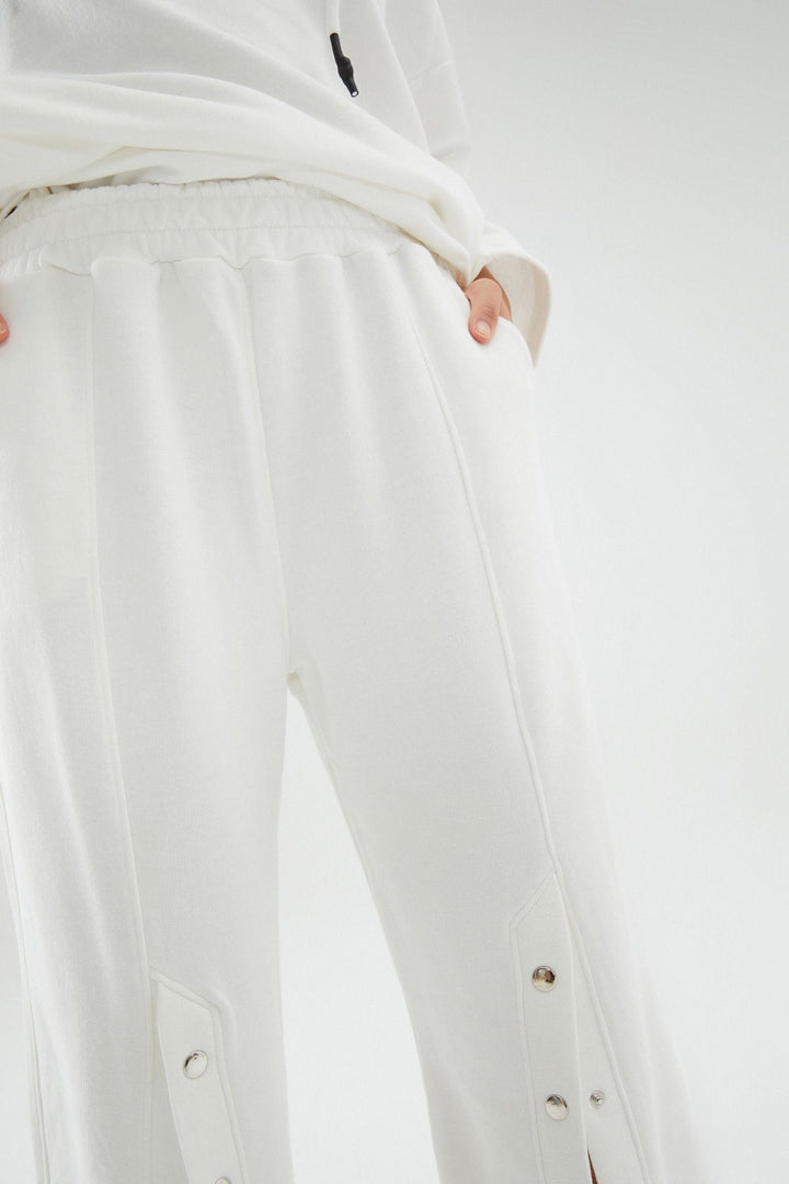 Wide Leg Snap Snap Tracksuit White