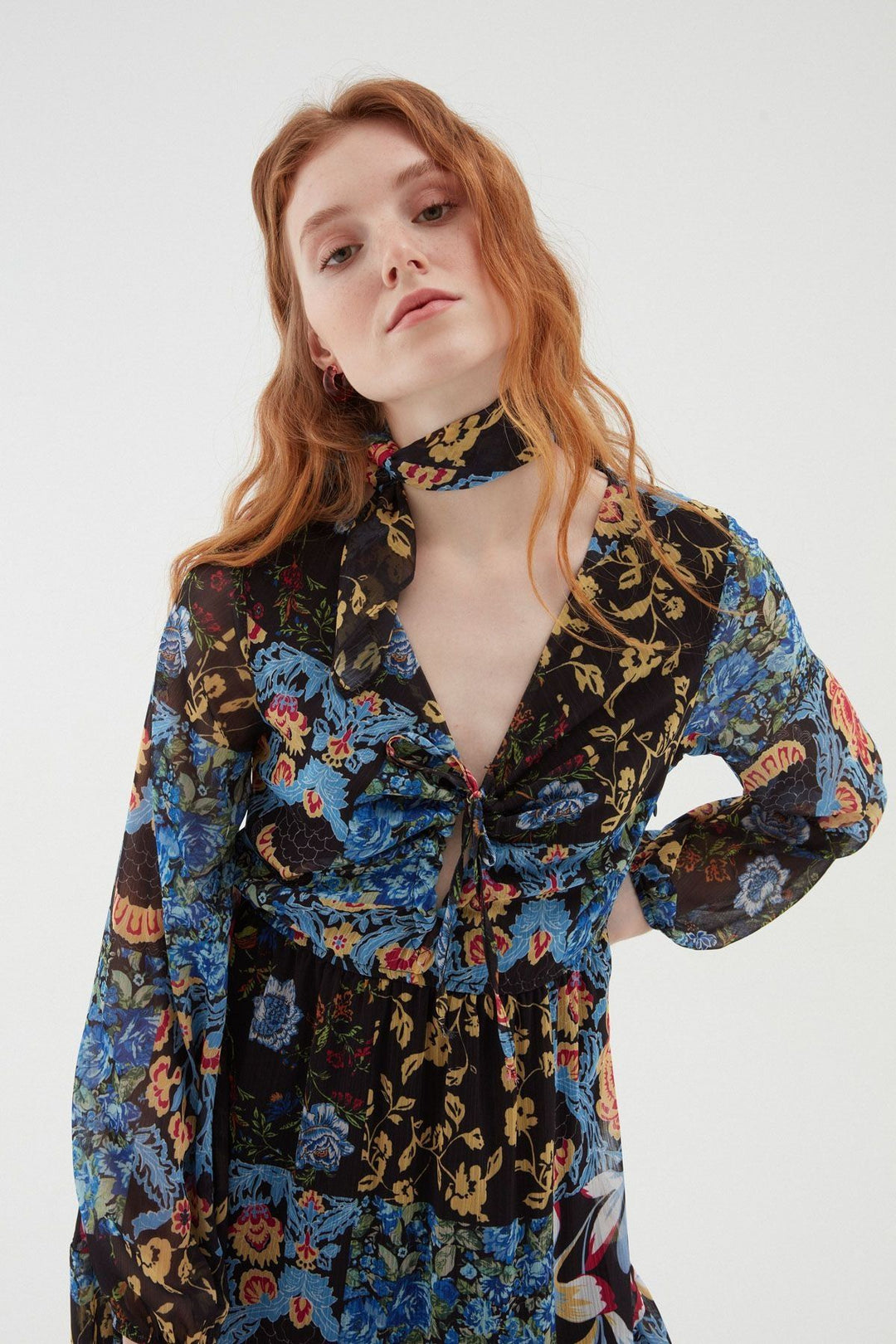 Drop Decollete Bandana Dress Blue