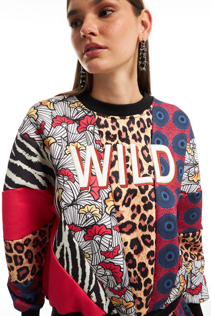 Mixed Pattern Sweatshirt Black