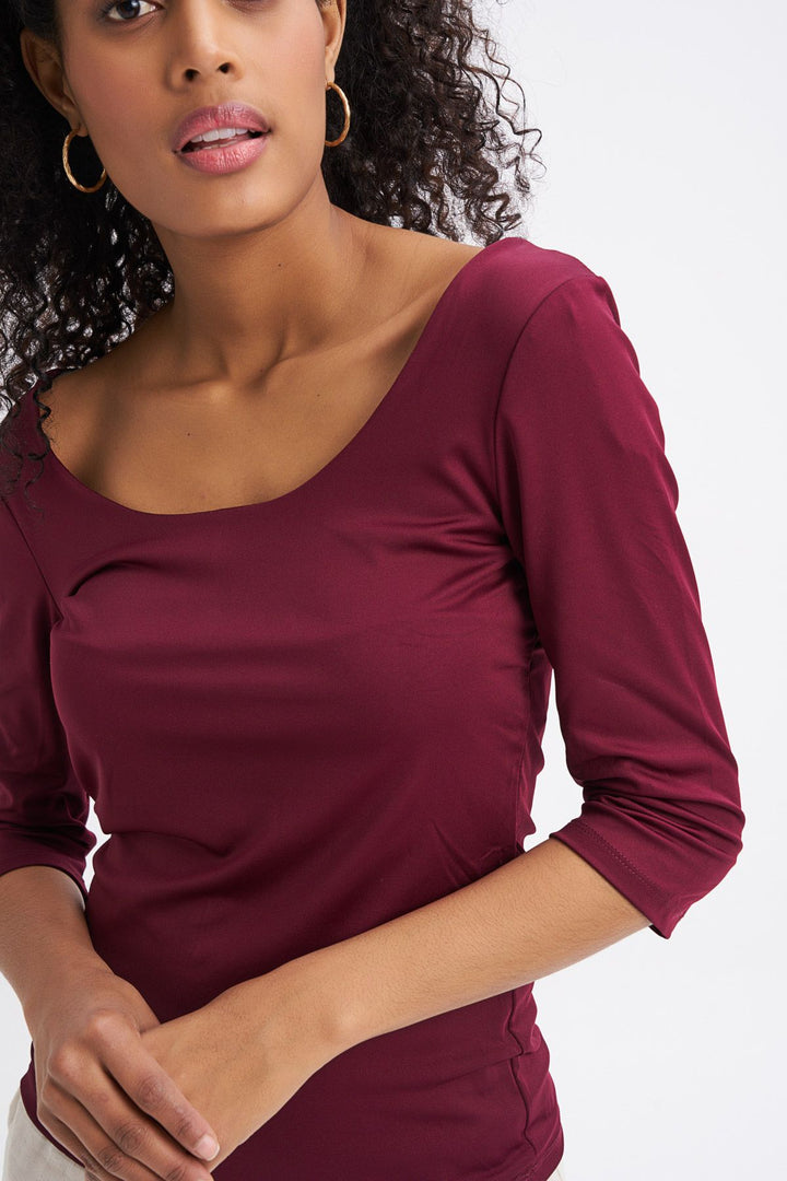 Truvakar Sleeve Basic Blouse Plum