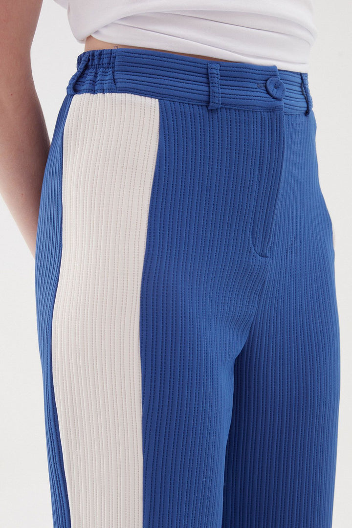 Stripe Detailed Wide Leg Trousers Indigo