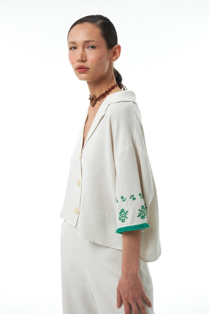 Linen Crop Shirt Natural