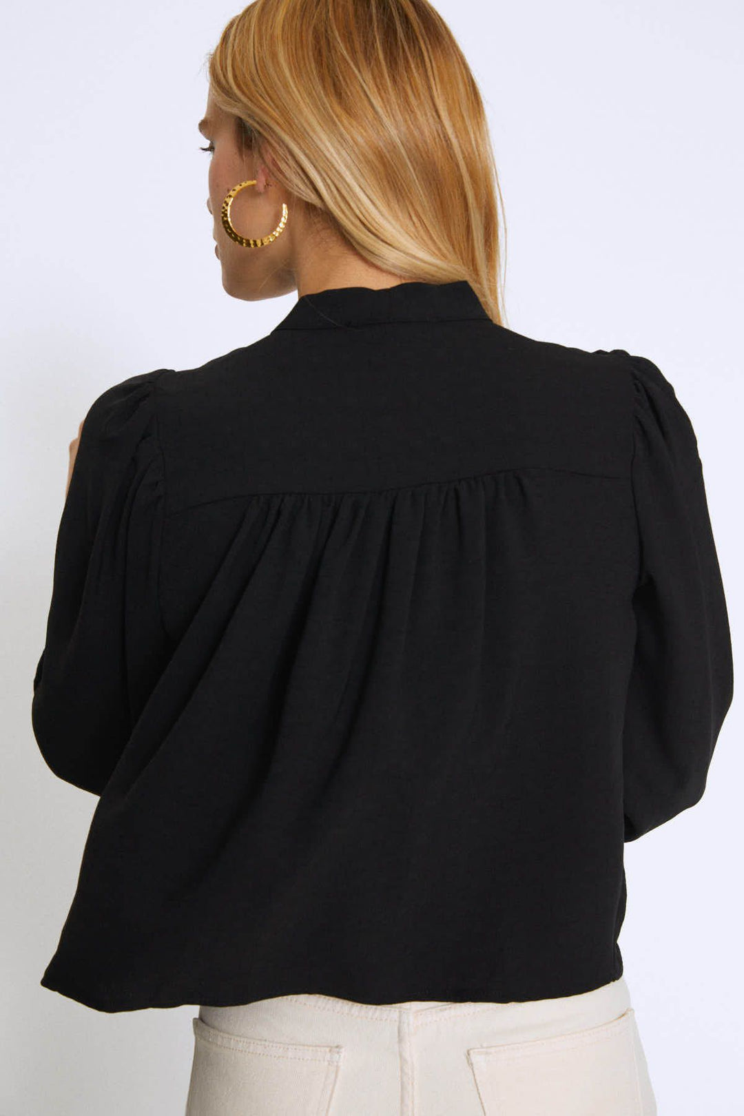 Tie Collar Shirt Black