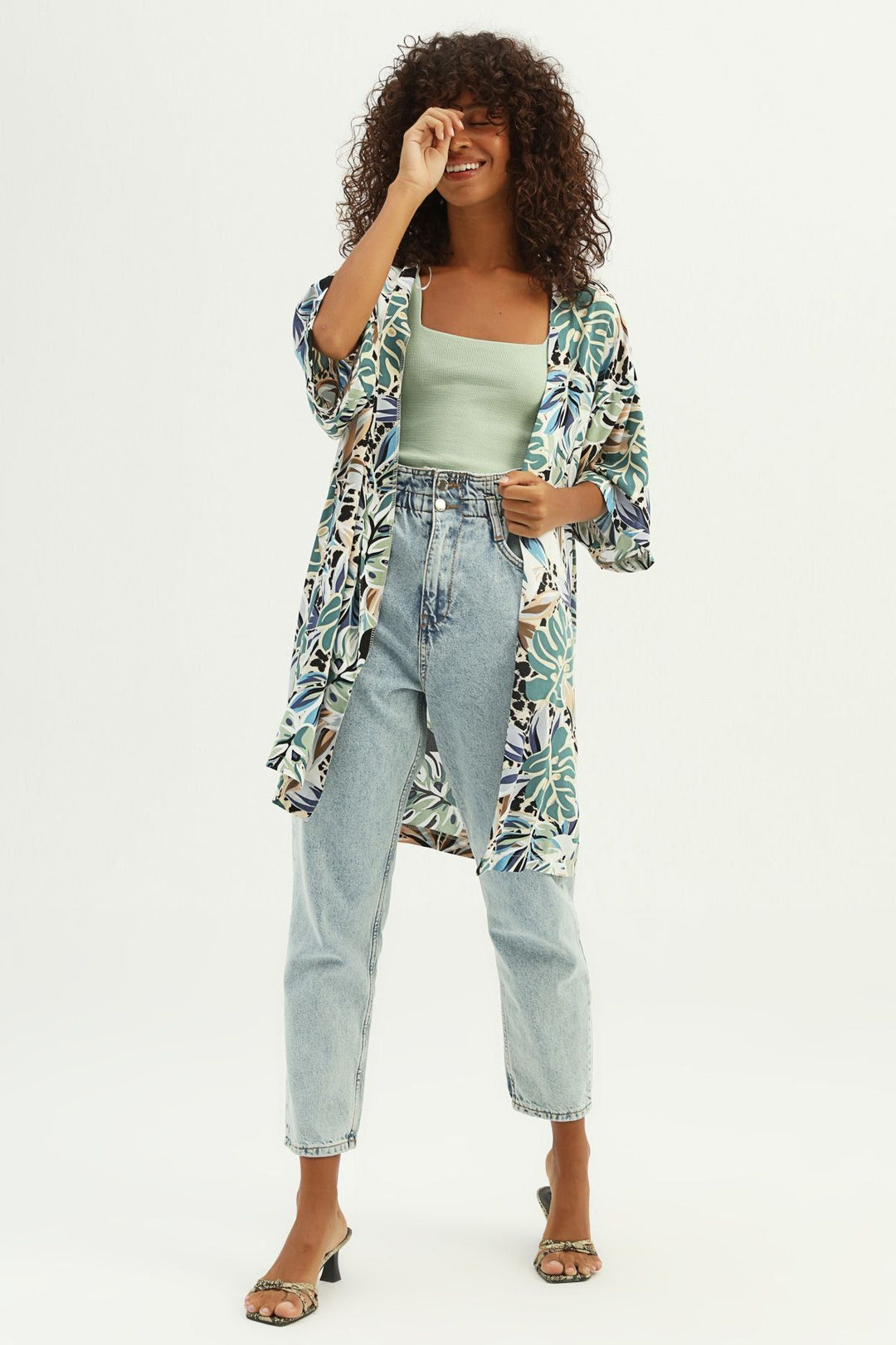 Patterned Kimono Khaki