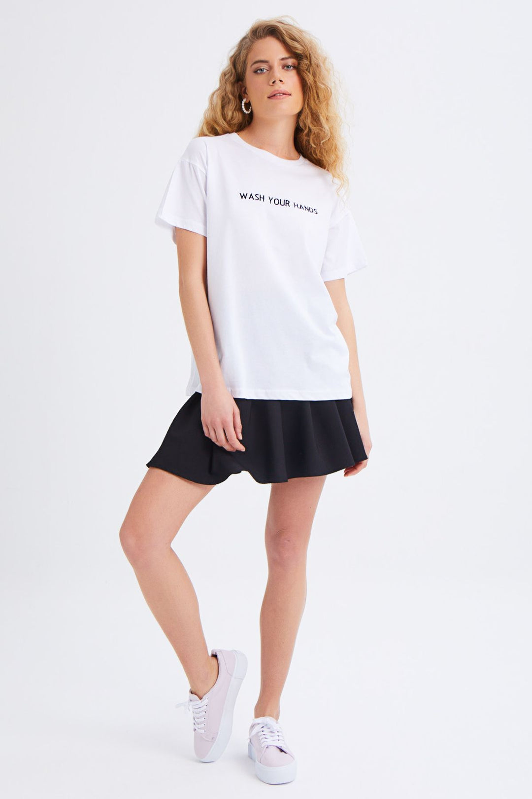Embroidered Slogan T-Shirt White