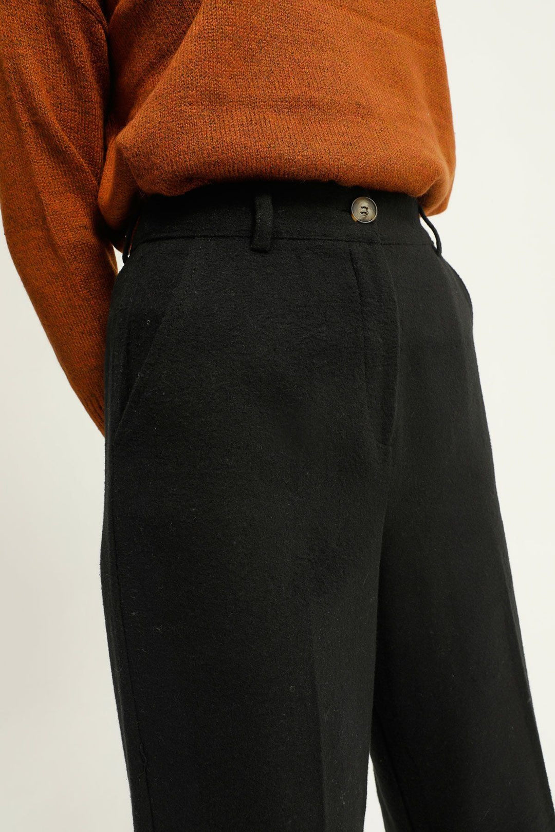 Duble Paça Kaşe Pantolon Siyah