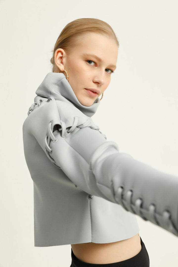 Diving Fabric Eyelet Sweatshirt Gray