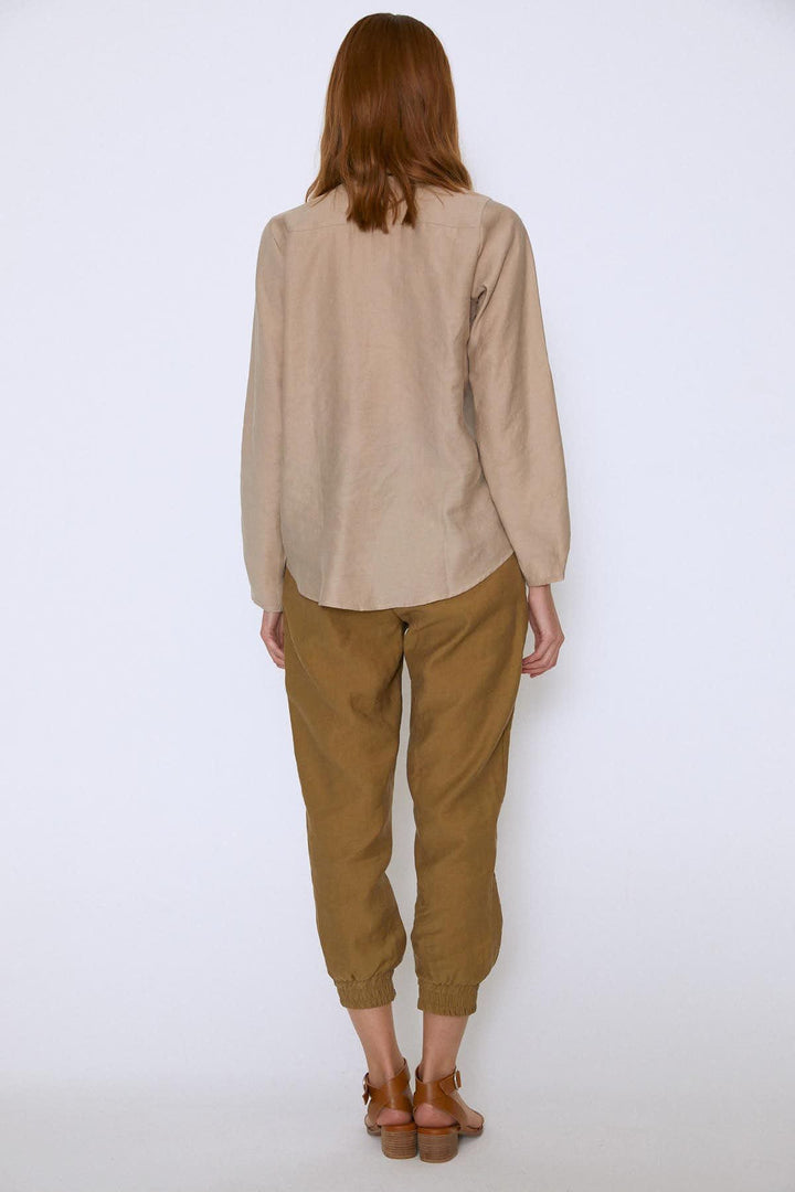 Buttoned V-Neck Shirt Stone