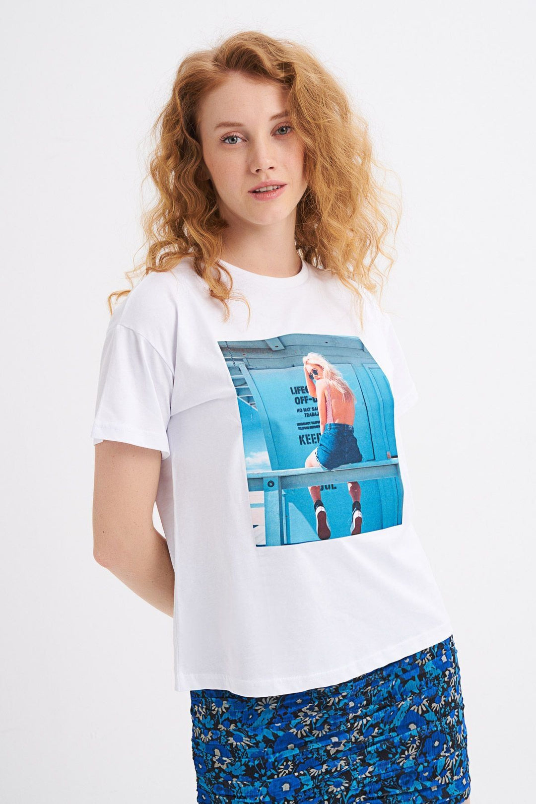 Baskılı Tişört Beyaz