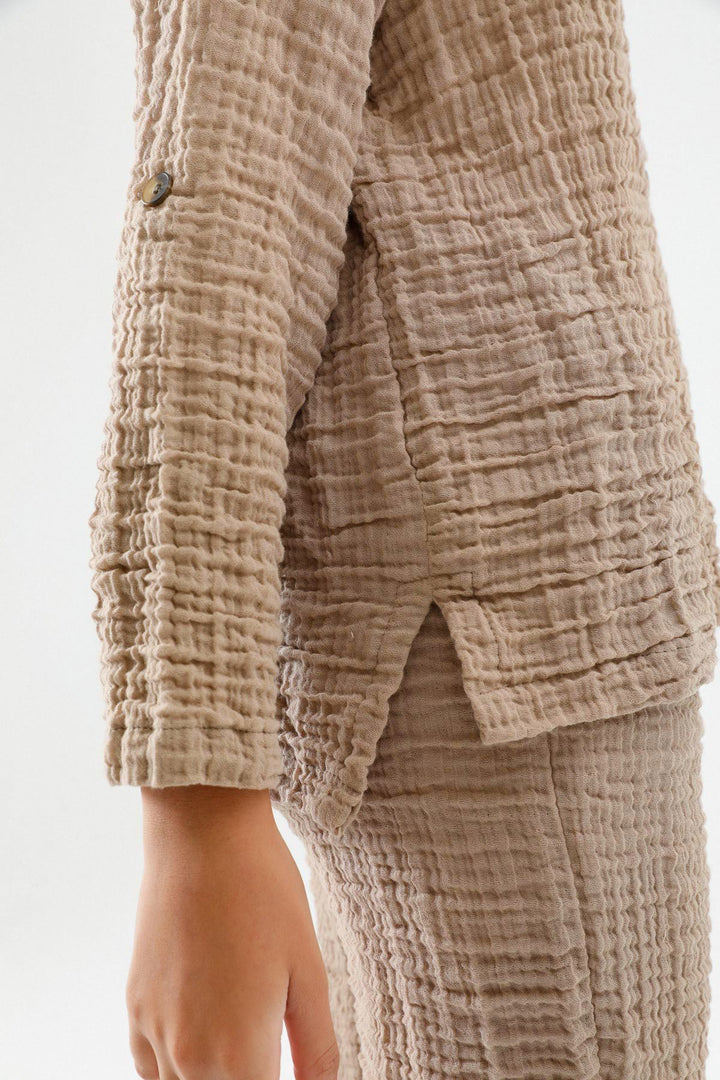 Uzun Kollu Gömlek Camel