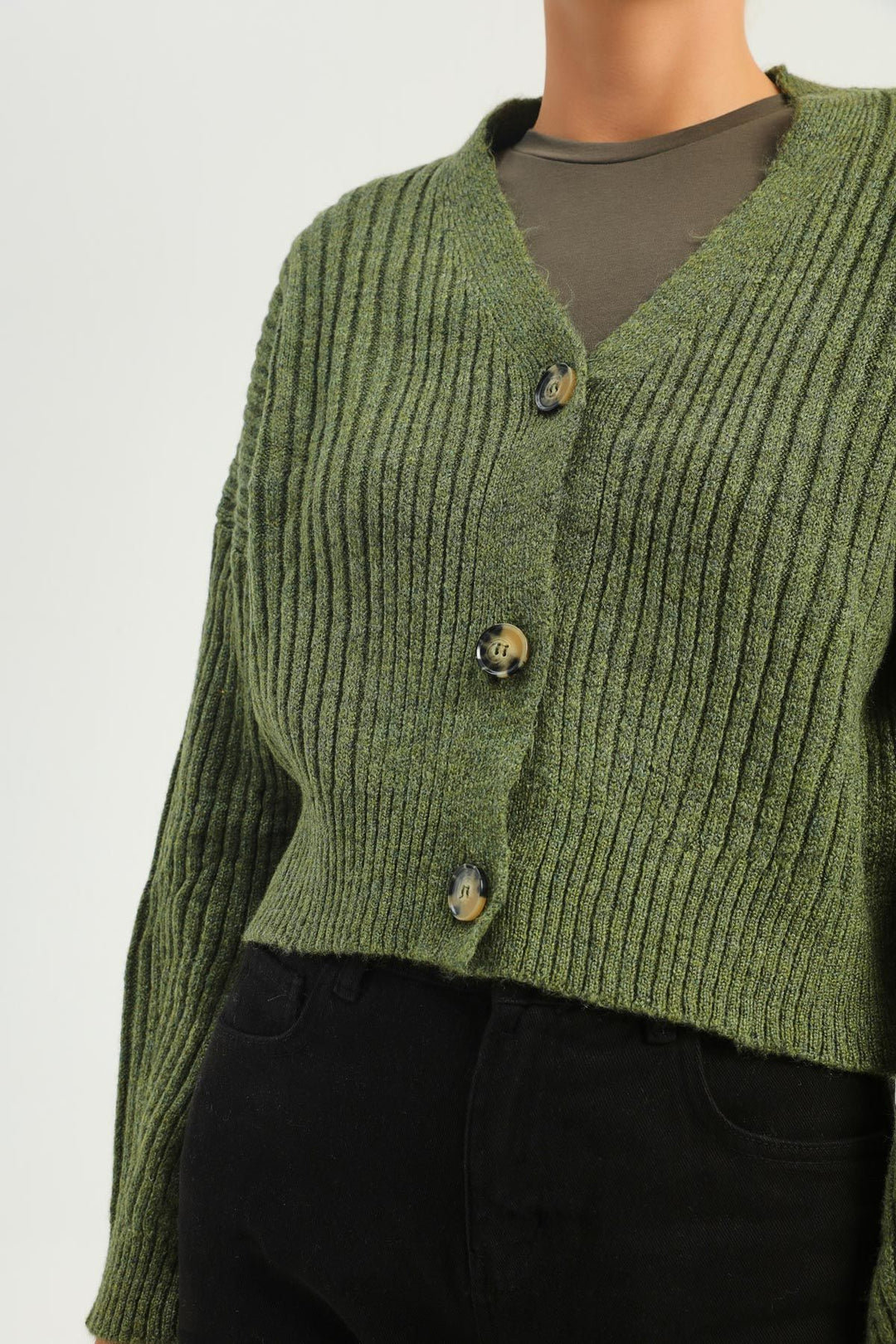Buttoned Cardigan Khaki