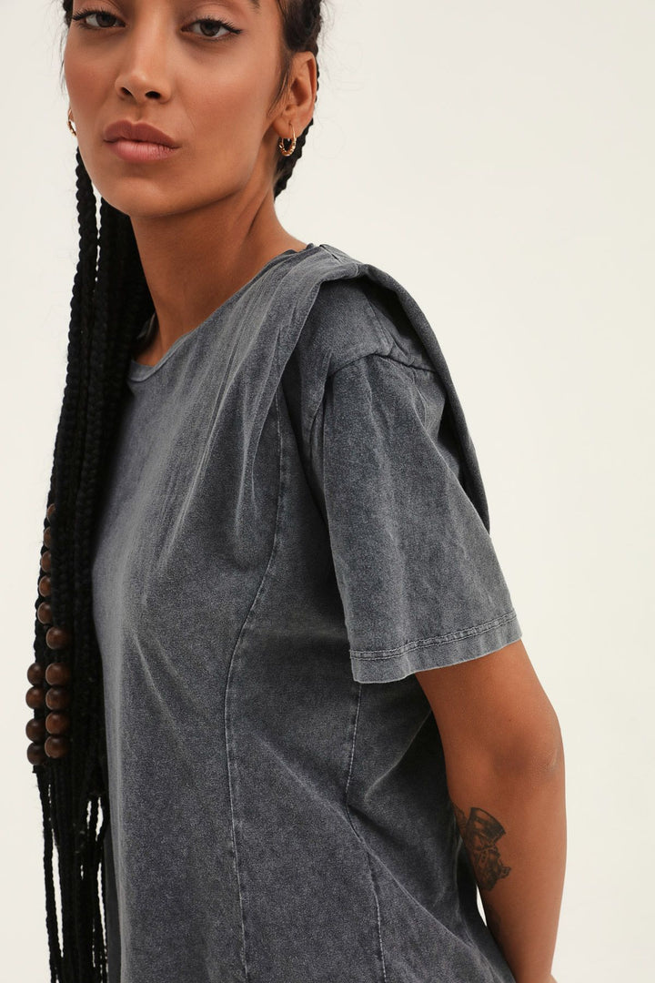 Vatkalı Tişört Antrasit