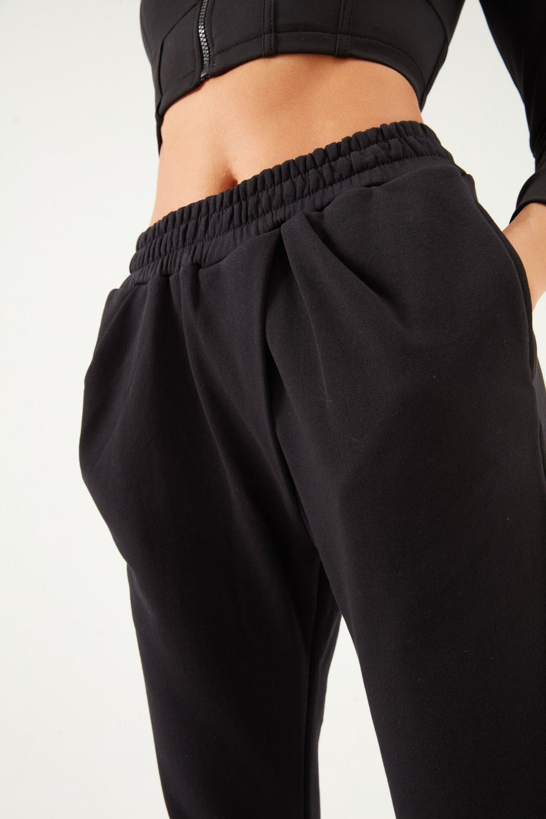 Elastic Waist Tracksuit Black