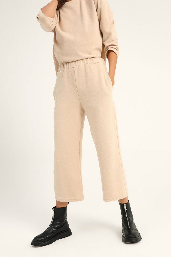 Elastic Waist Wide Leg Tracksuit Stone