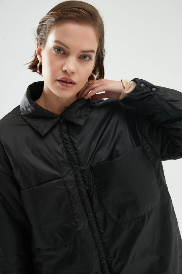 Oversize Uzun Ceket Siyah