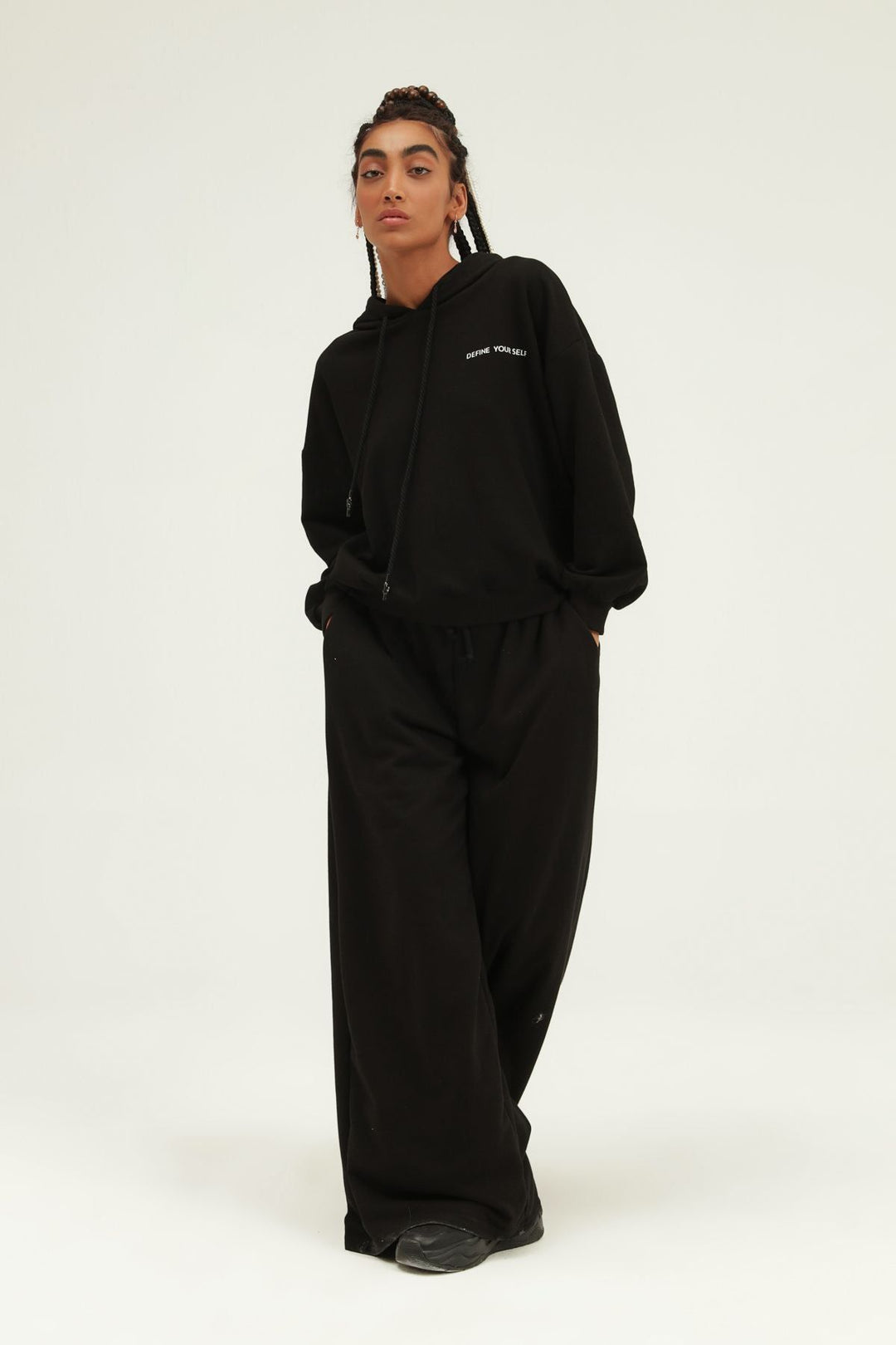 Printed Hoodie Sweatshirt Black