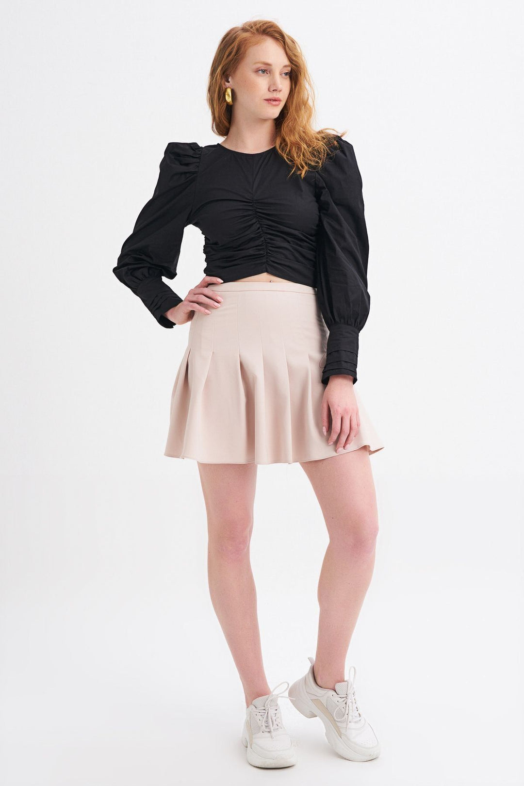 Balon Kol Gipeli Bluz Siyah