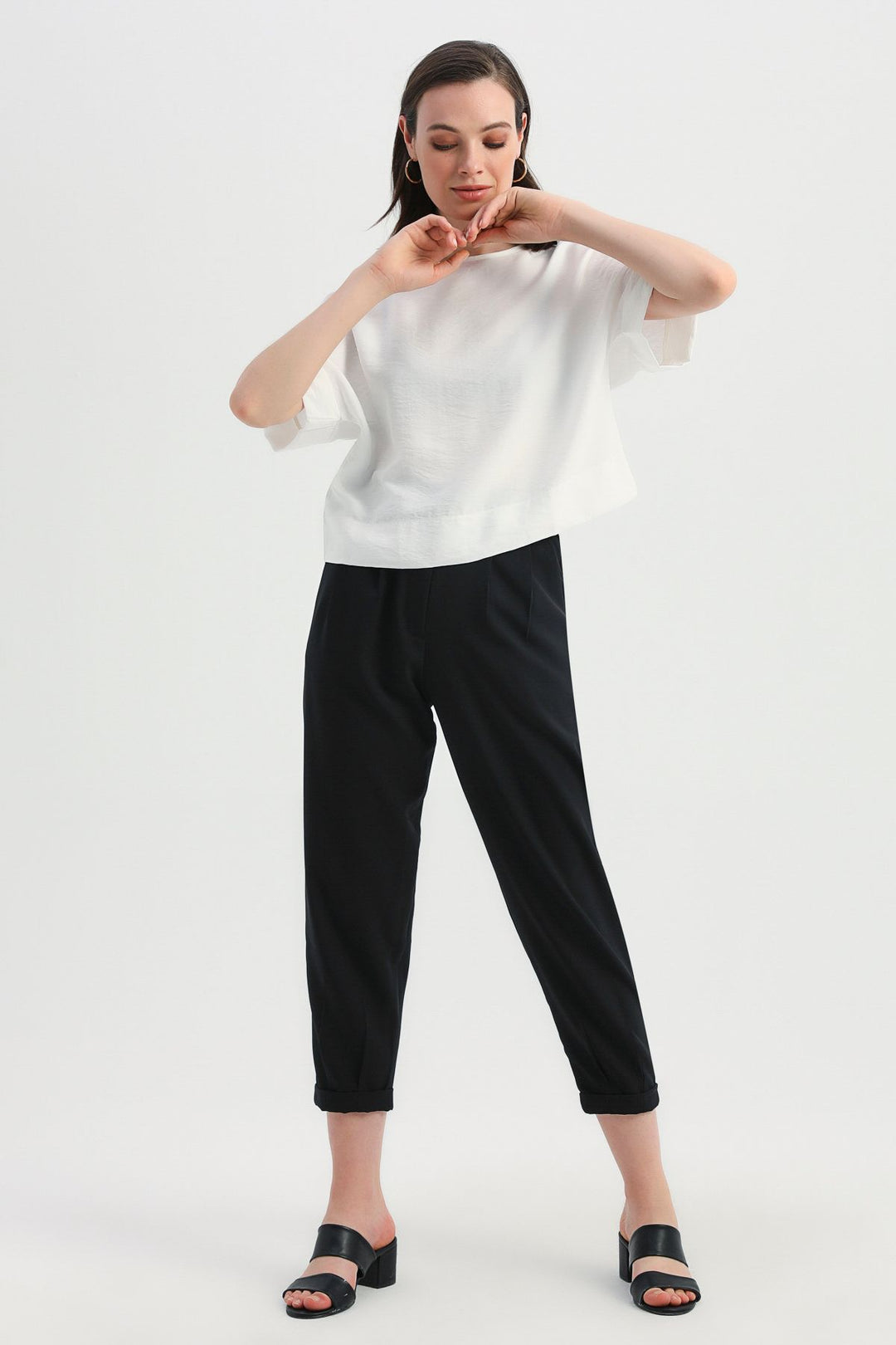 Three Quarter Sleeve Blouse Ecru