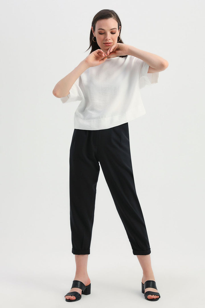 Three Quarter Sleeve Blouse Ecru