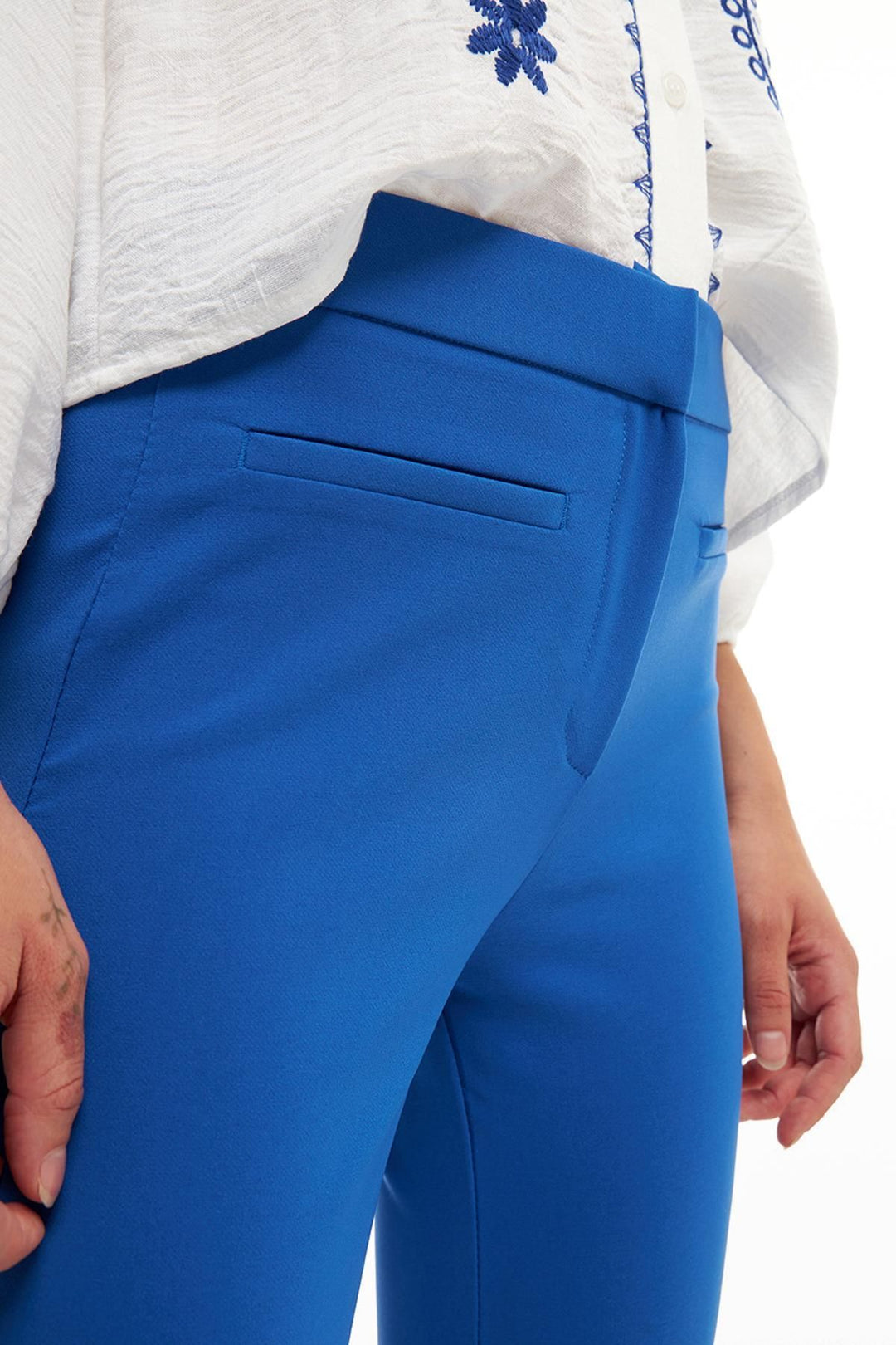 Pile Leg Fabric Trousers Sax