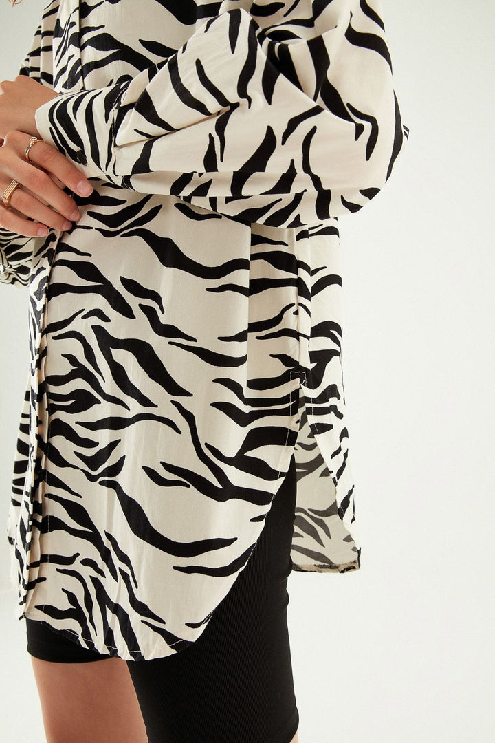 Zebra Oversize Gömlek Siyah