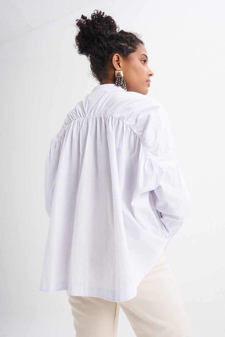 Tie Front Oversize Shirt White