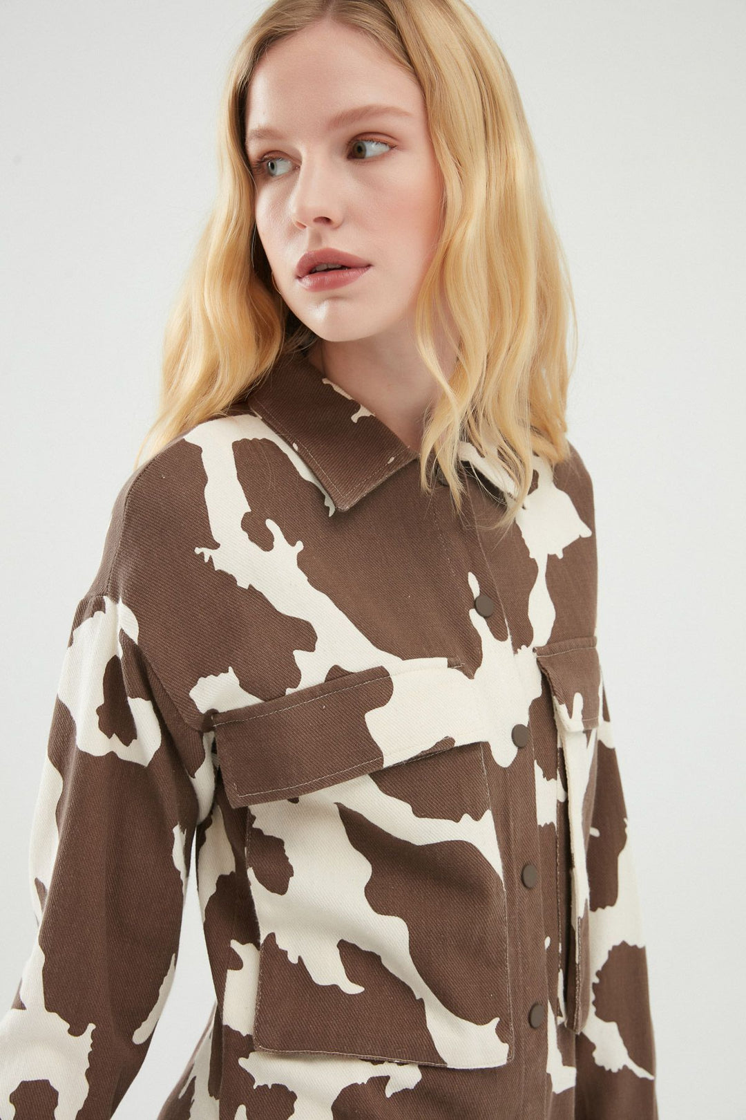 Patterned Gabardine Shirt Brown