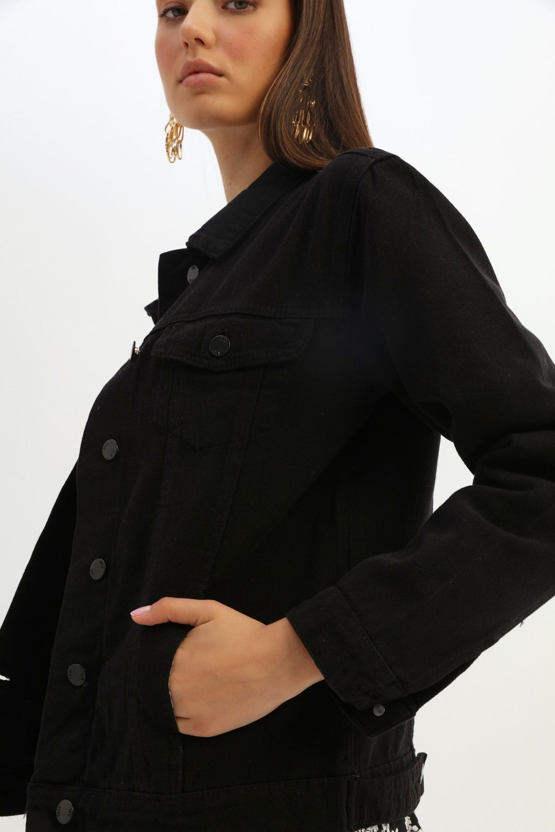 Gabardine Denim Jacket Black