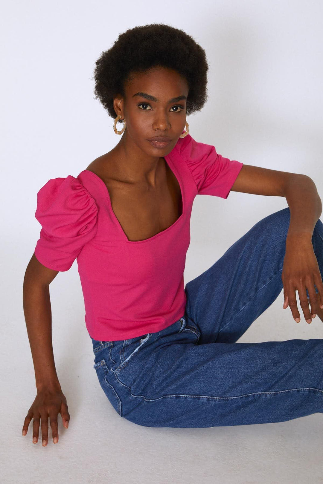 Yüksek Bel Slouchy Pantolon Mavi