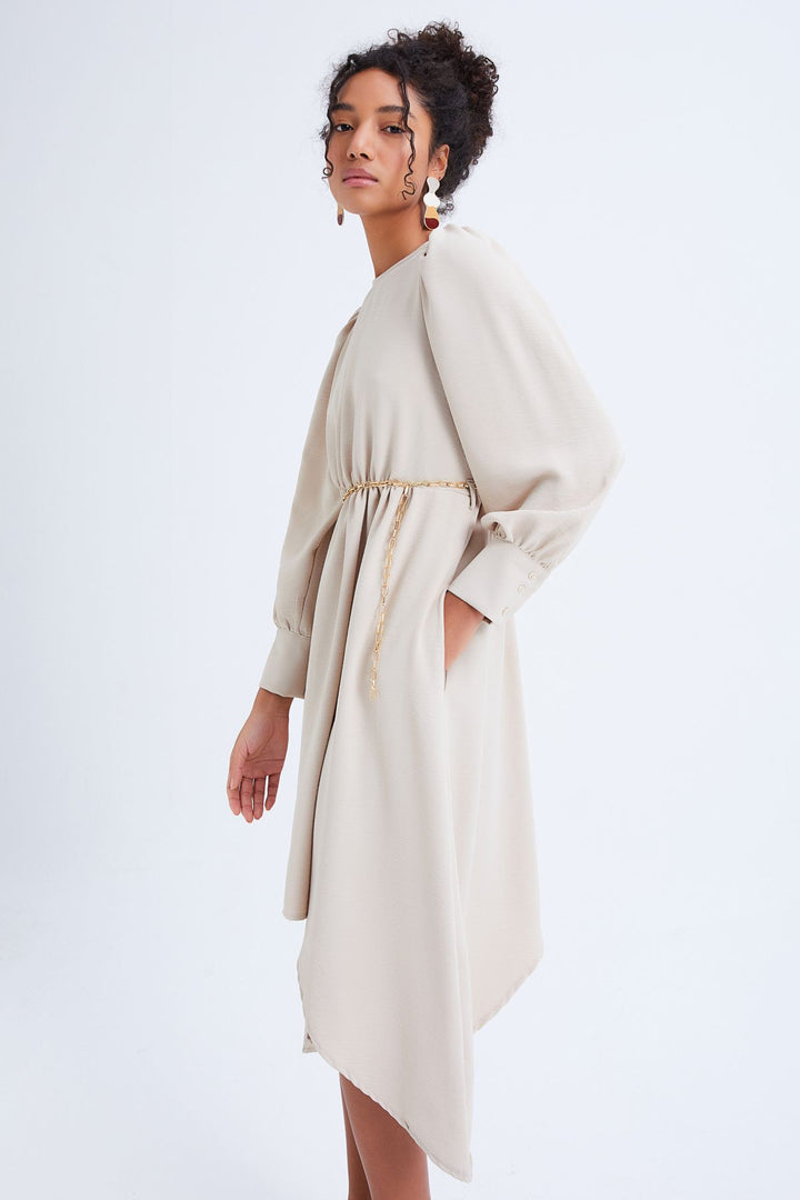 Chain Belt Asymmetric Dress Stone