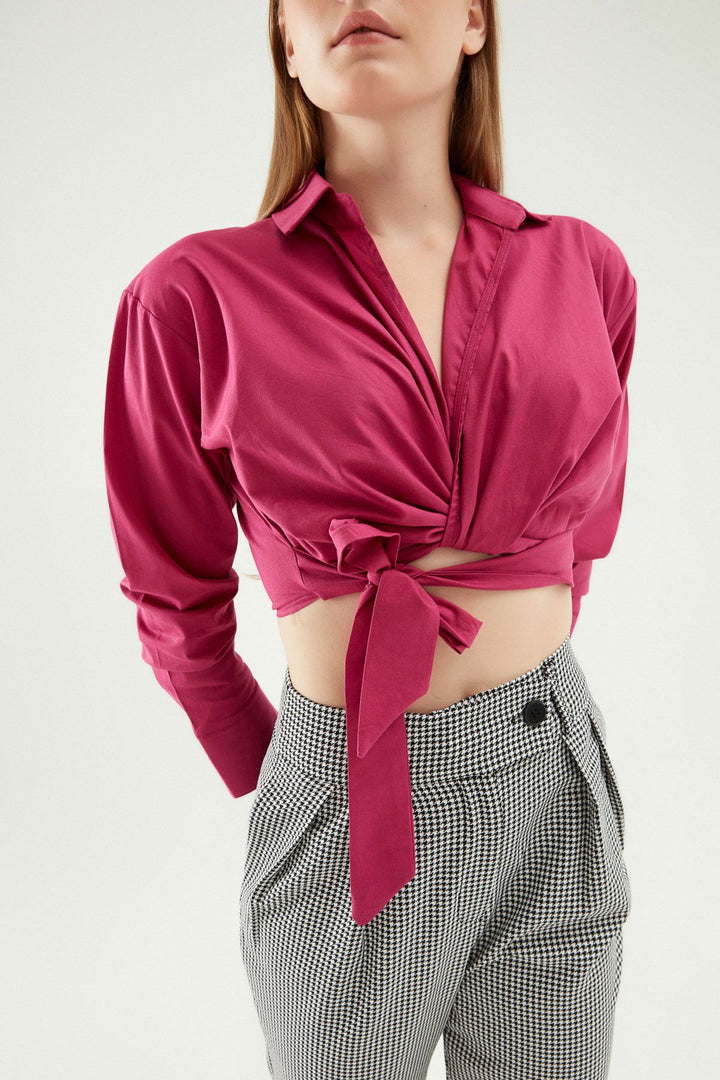 Tie Front Crop Shirt Orchid