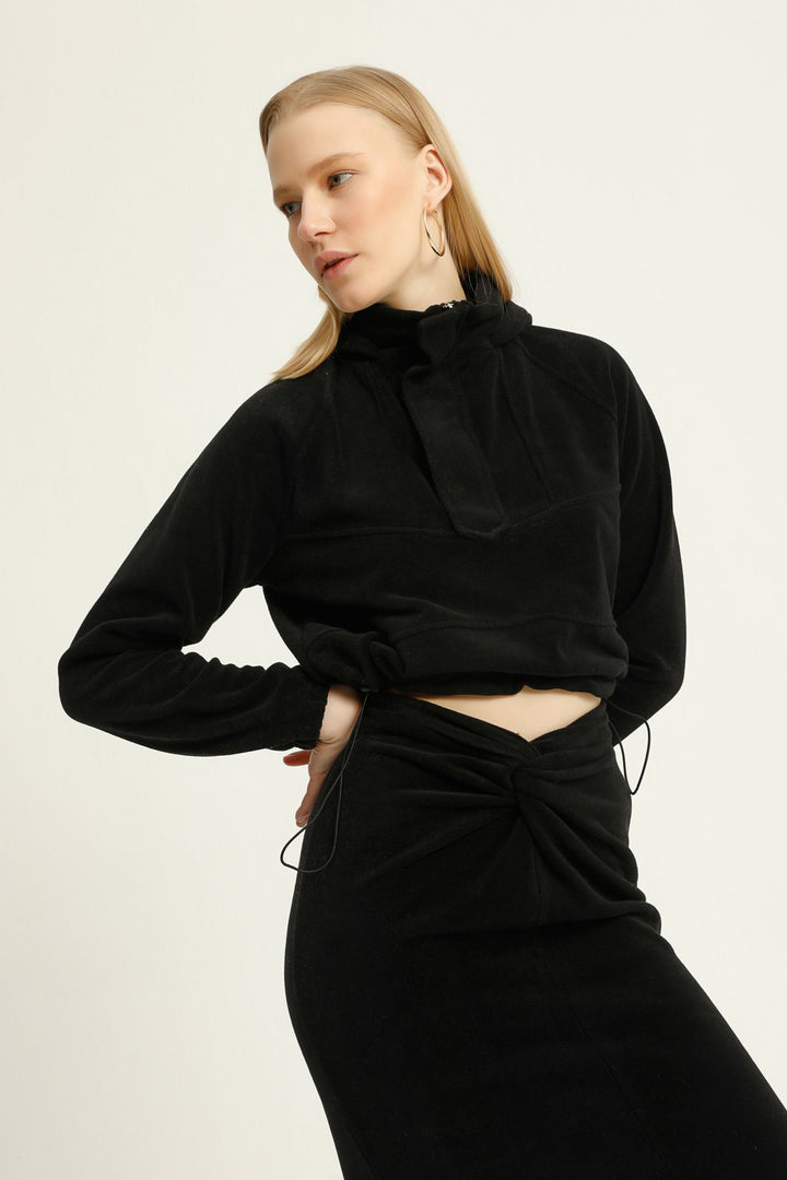 Hooded Fleece Sweatshirt Black