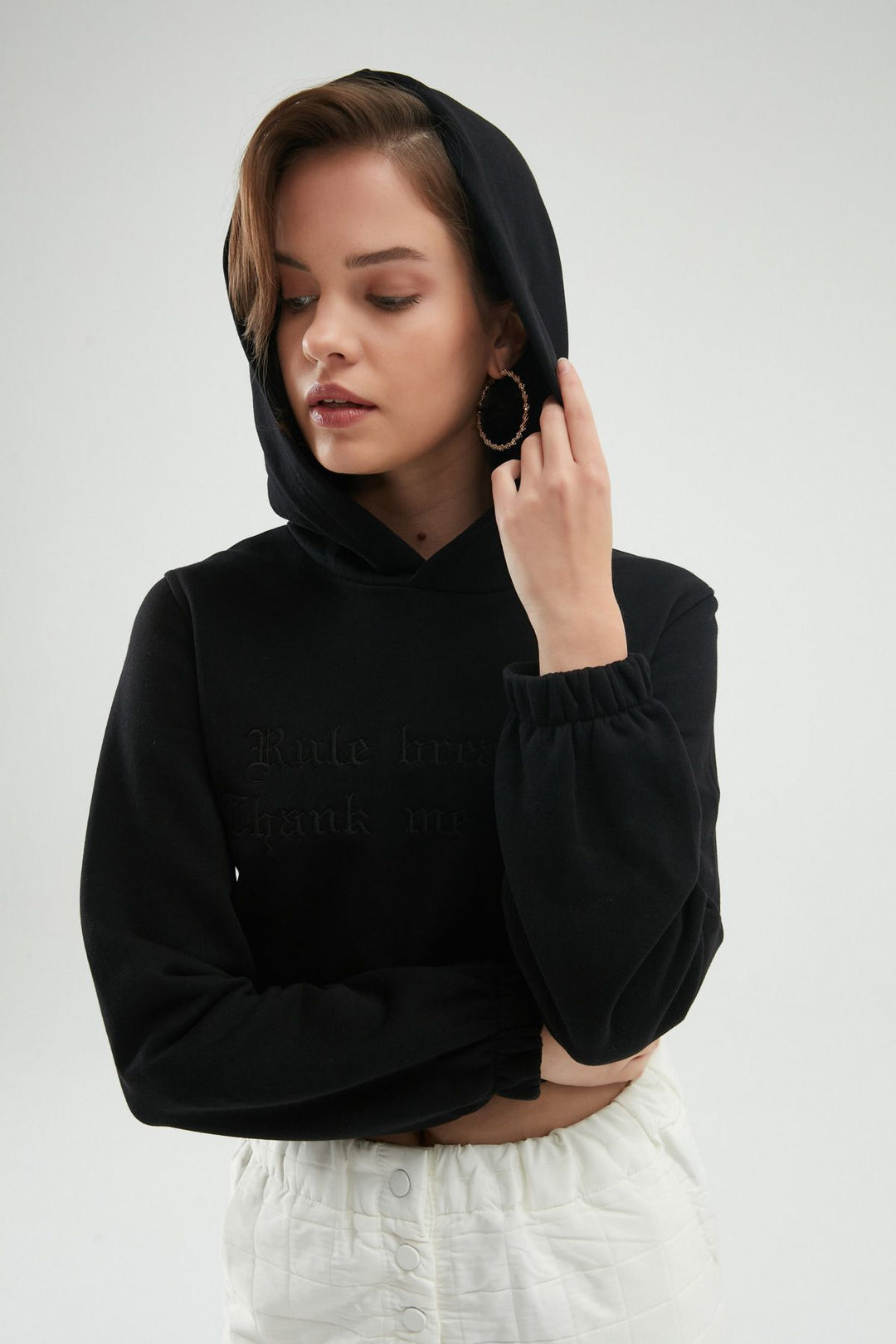 Low Back Crop Sweatshirt Black