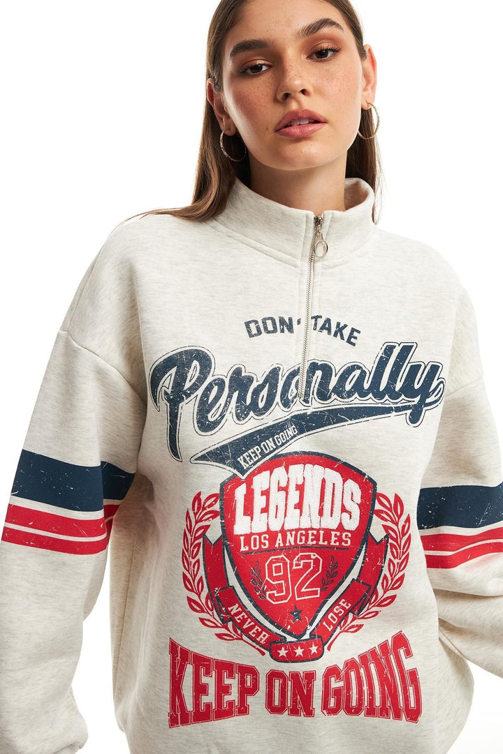 Color Printed Sweatshirt Gray