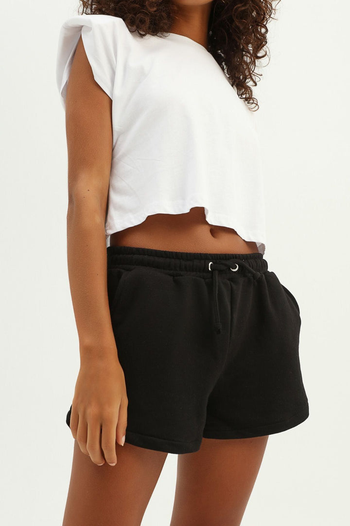 Elastic Waist Shorts Black