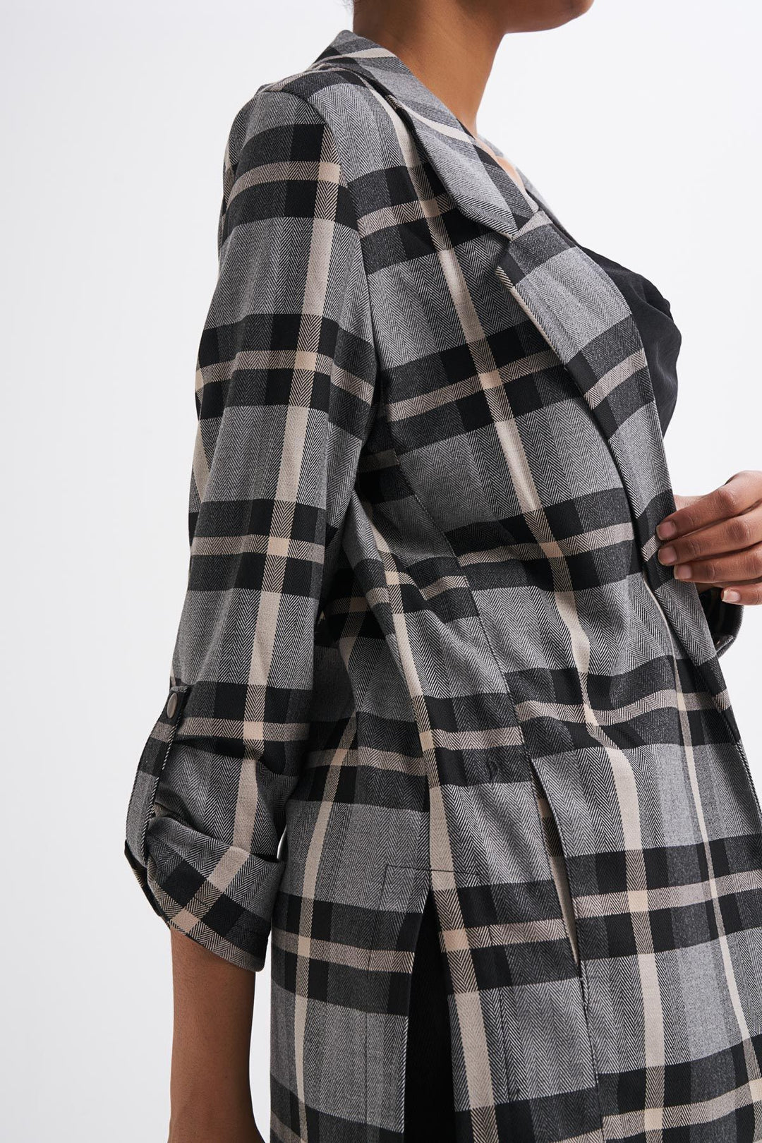 Ekose Blazer Ceket Gri