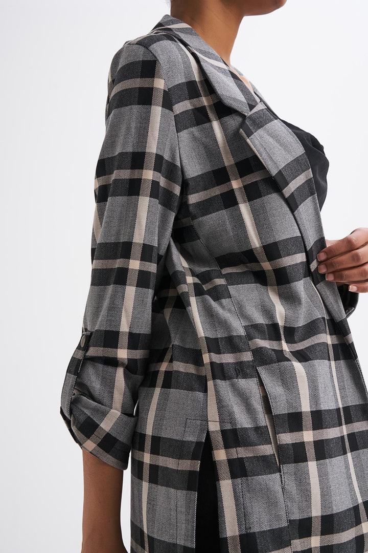 Ekose Blazer Ceket Gri