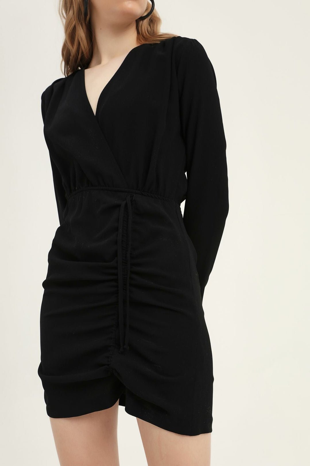 Pleated Double Breasted Dress Black