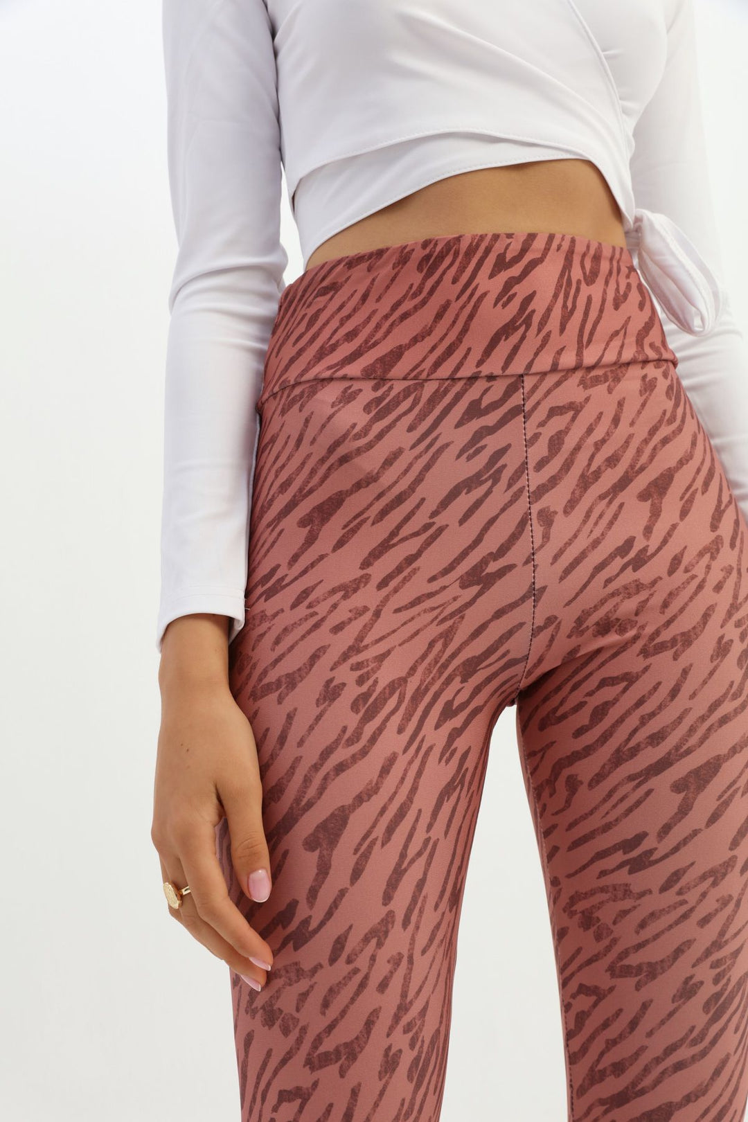 Patterned High Waist Sport Leggings Salmon