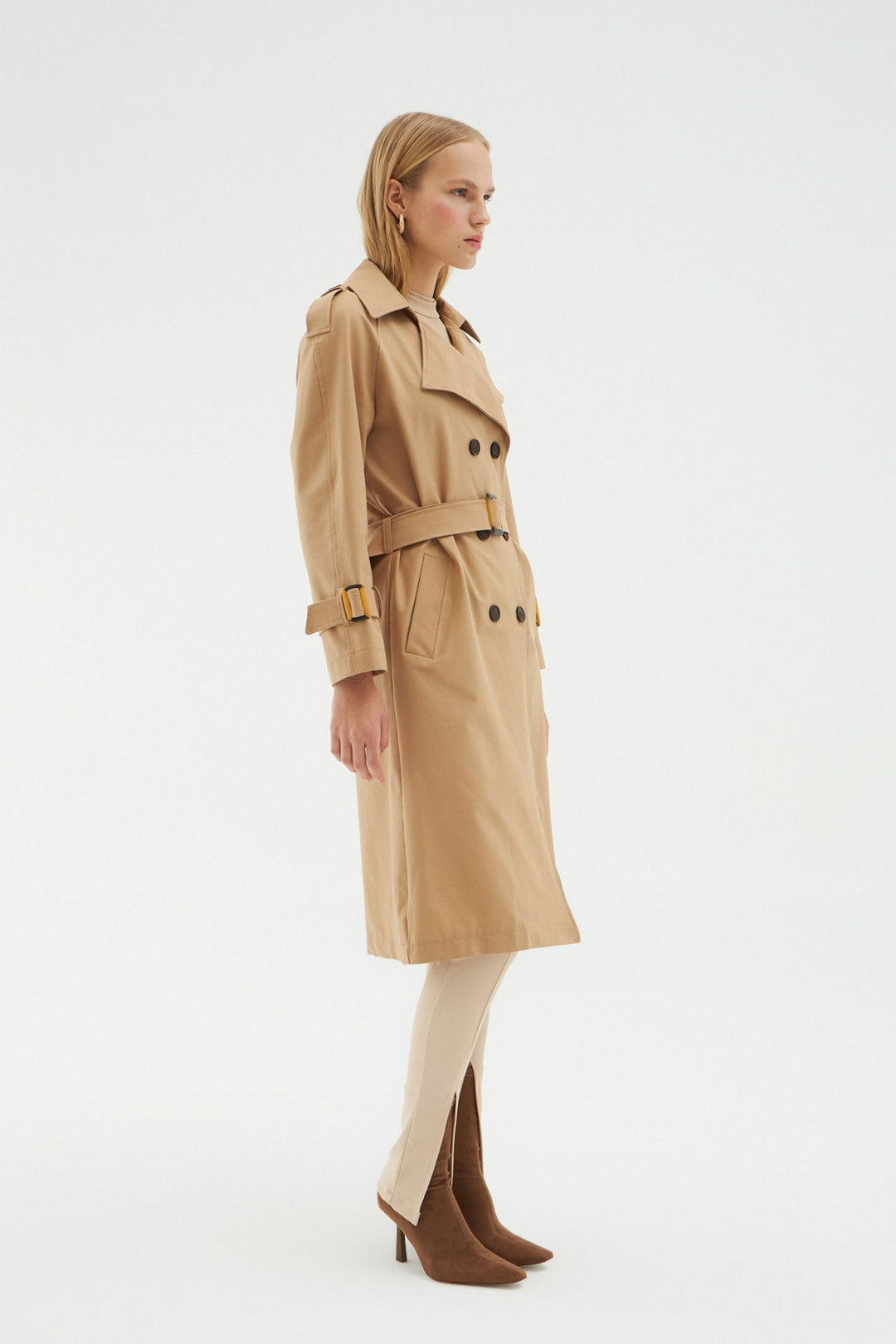 Belt Detailed Trench Coat Camel