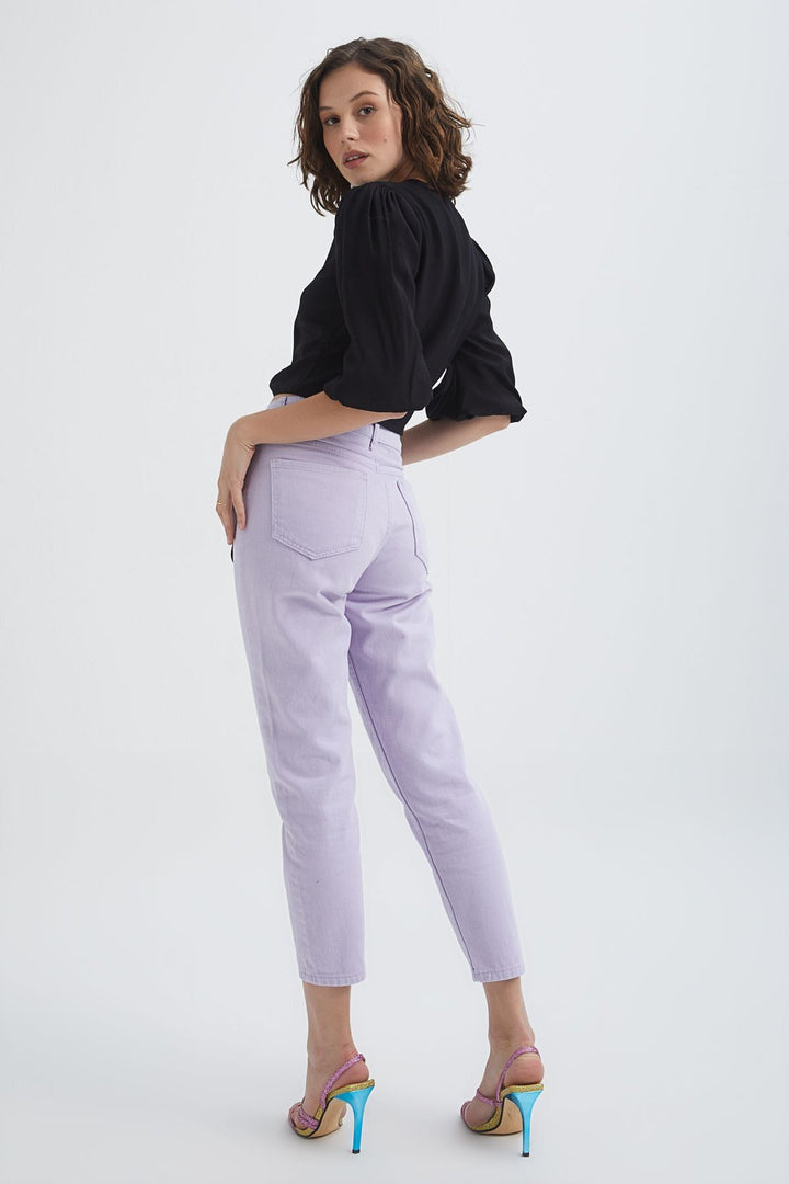 Balloon Sleeve Front Tie Crop Blouse Black