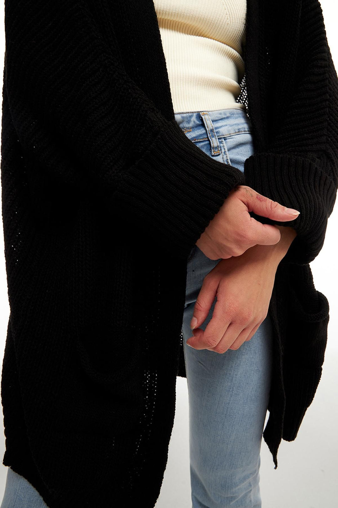 Oversize Pocket Cardigan Black