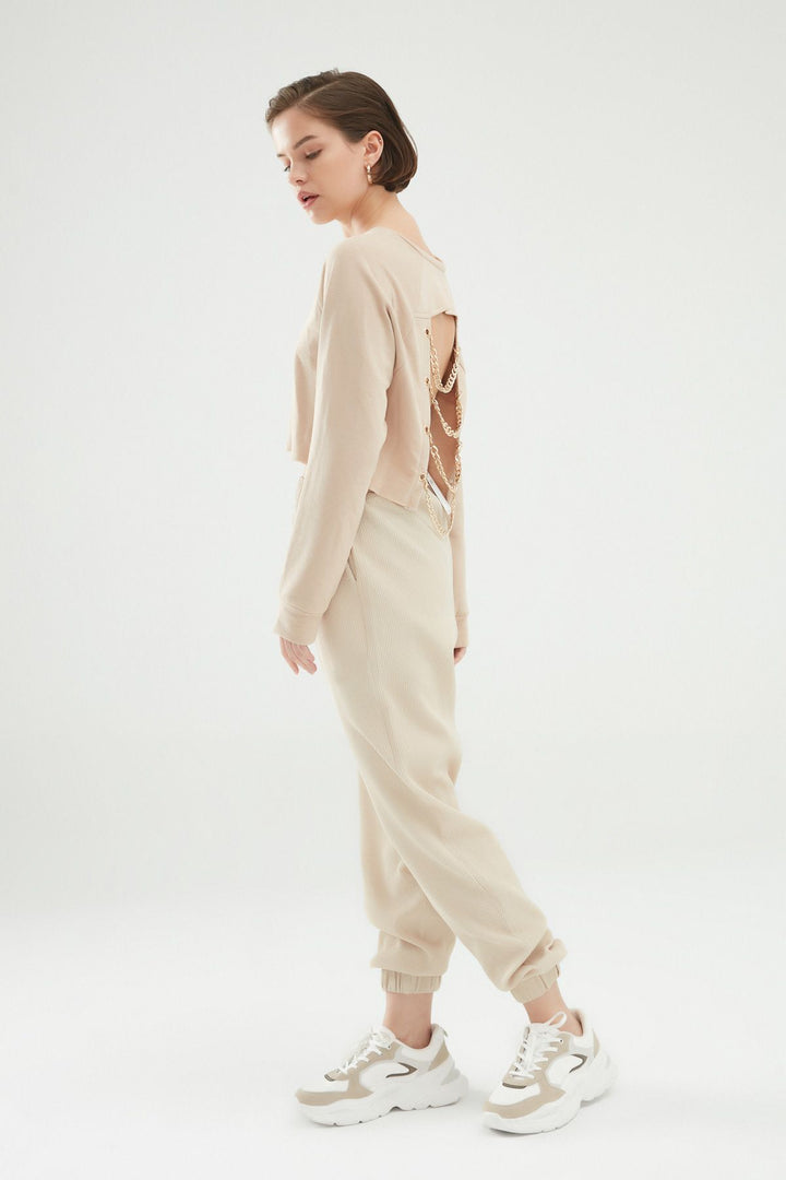 Low Back Sweatshirt Beige