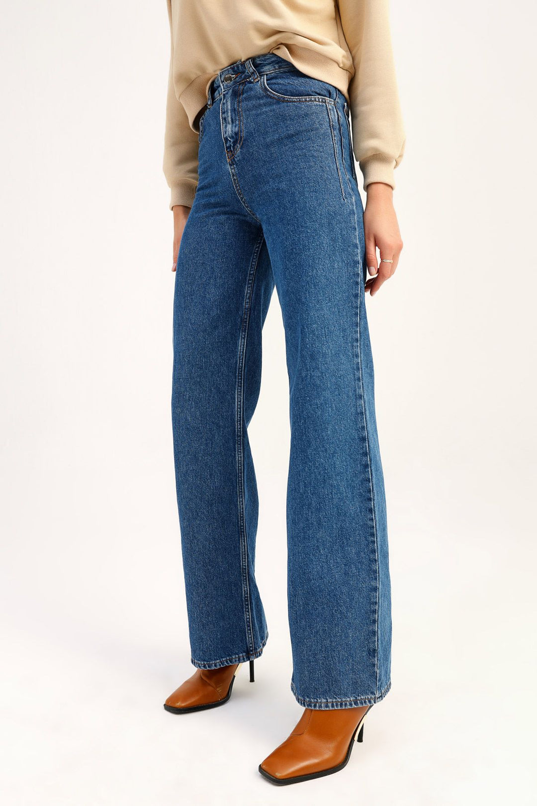 High Waist Wide Leg Jeans Blue