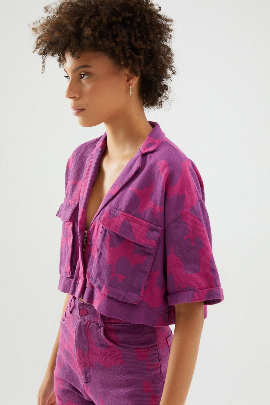 Patterned Gabardine Shirt Orchid
